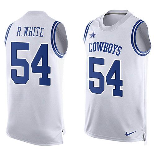  Cowboys #54 Randy White White Men's Stitched NFL Limited Tank Top Jersey